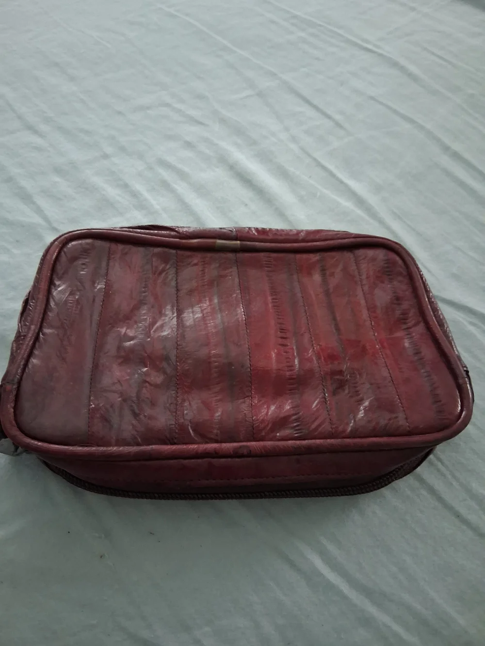 Womens Burgundy Leather Wristlet Clutch